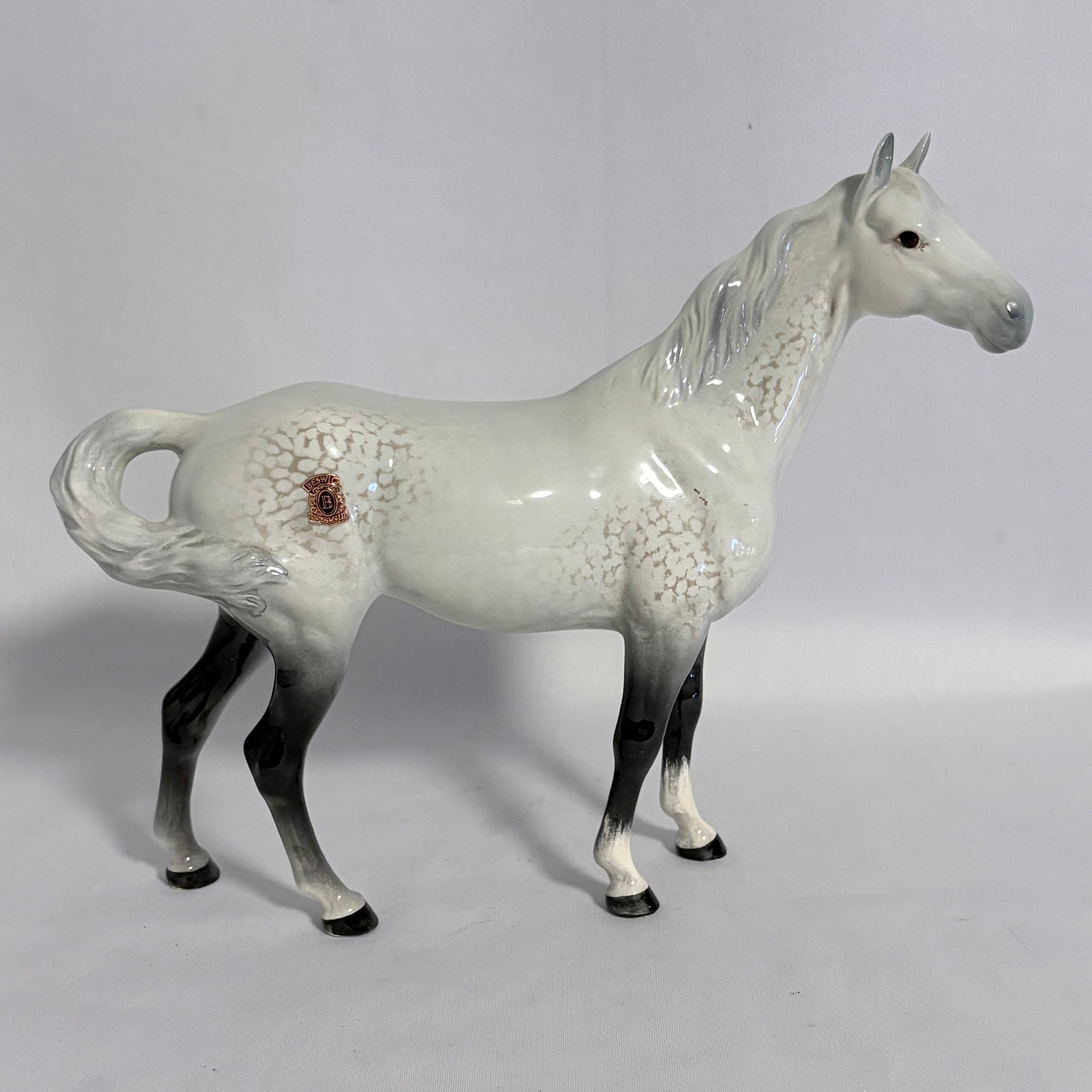 Beswick Swish Tail Horse Model 1182 Grey Gloss 1st Version