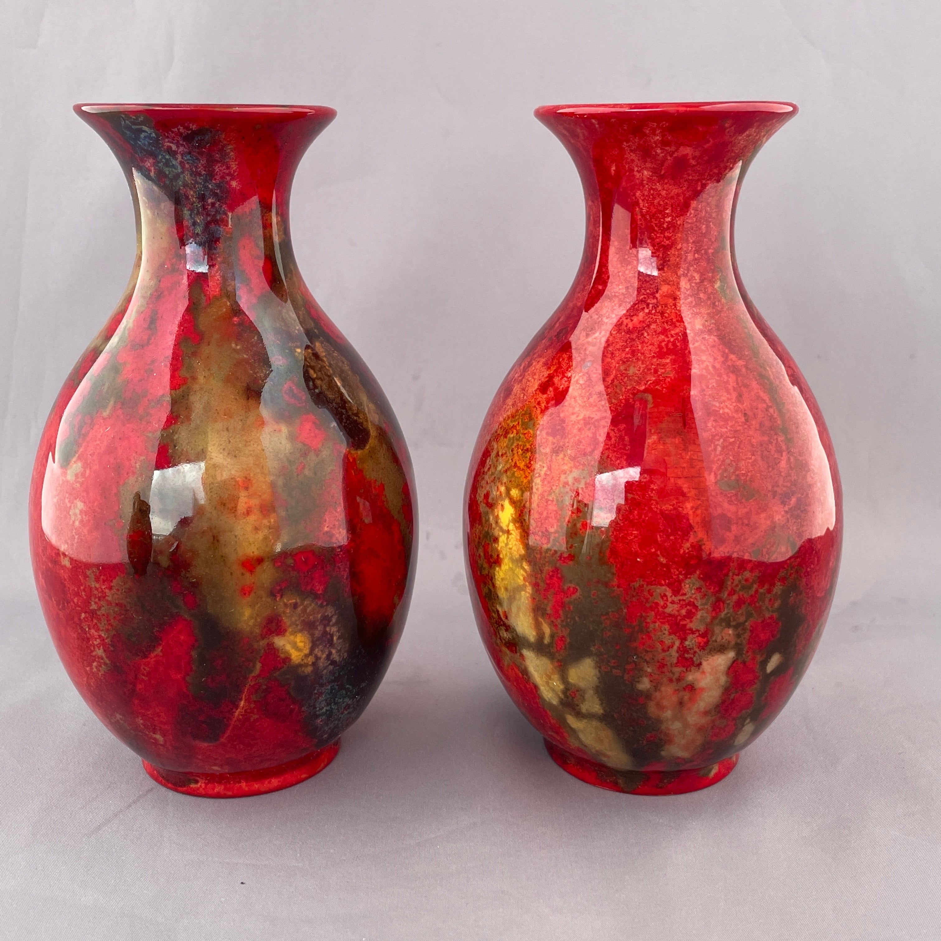 A Pair of Royal Doulton Flambe Vases