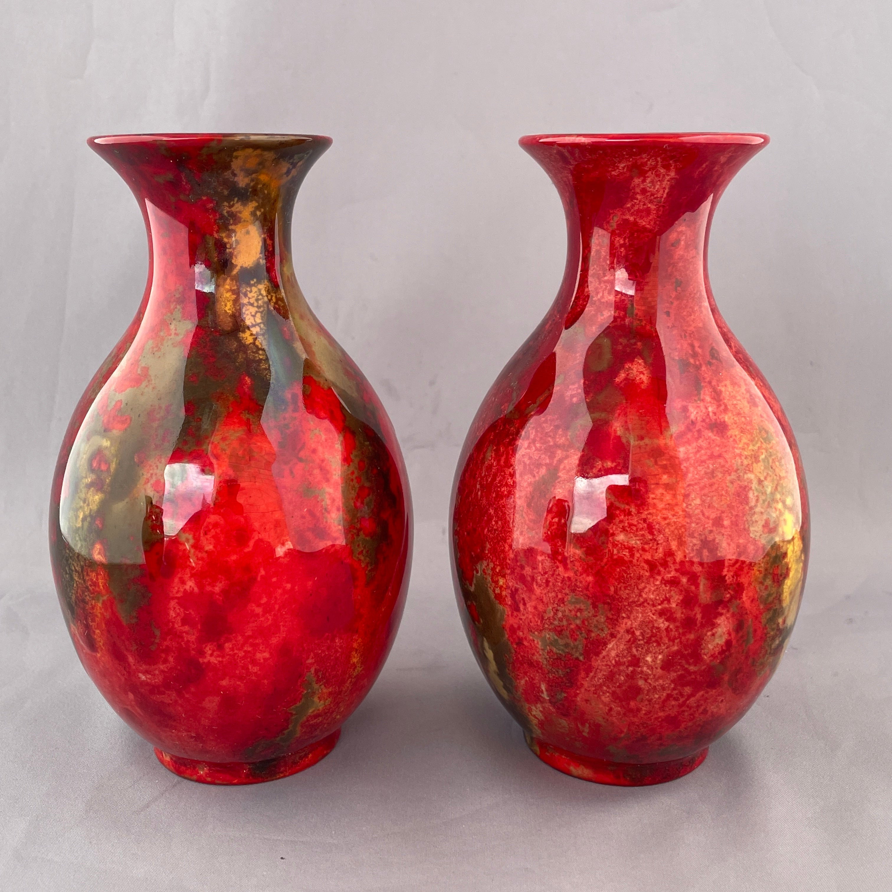 A Pair of Royal Doulton Flambe Vases