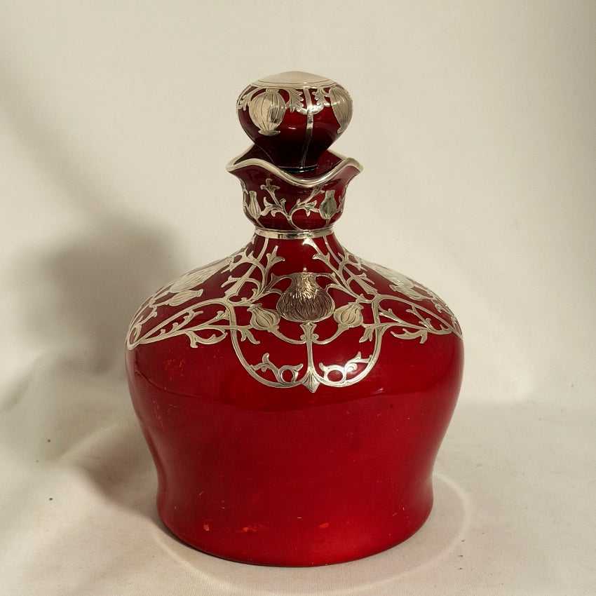 Royal Doulton Flambé Silver Overlay Whisky Jug