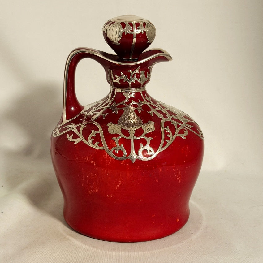 Royal Doulton Flambé Silver Overlay Whisky Jug