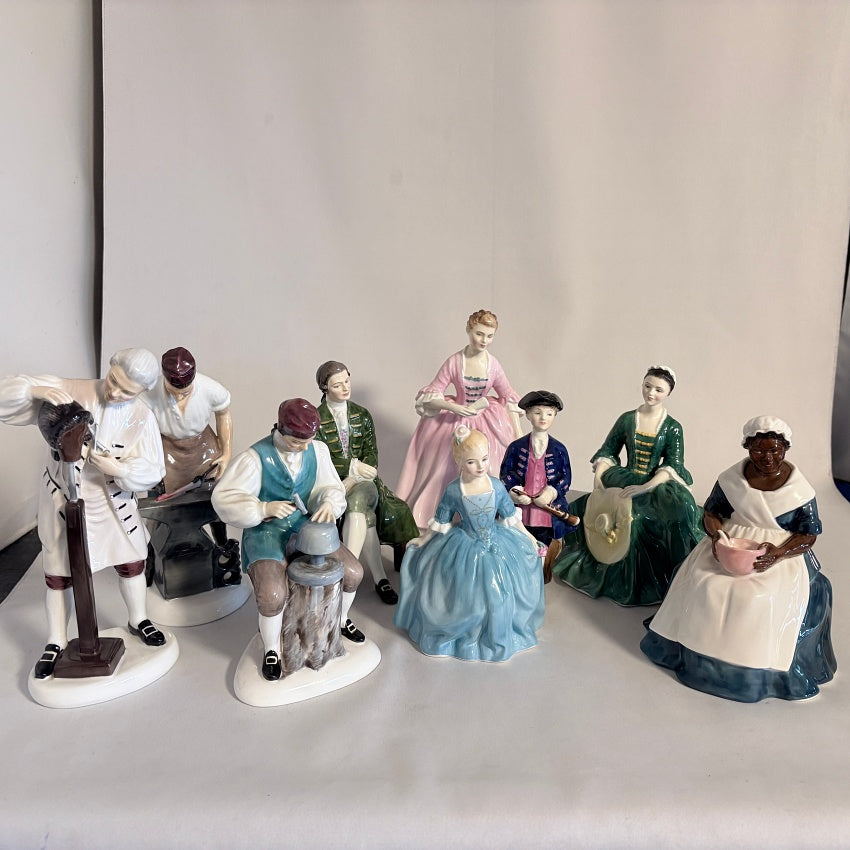 Royal Doulton Figures of Williamsburg Complete Set of Nine — HN 2154–2240