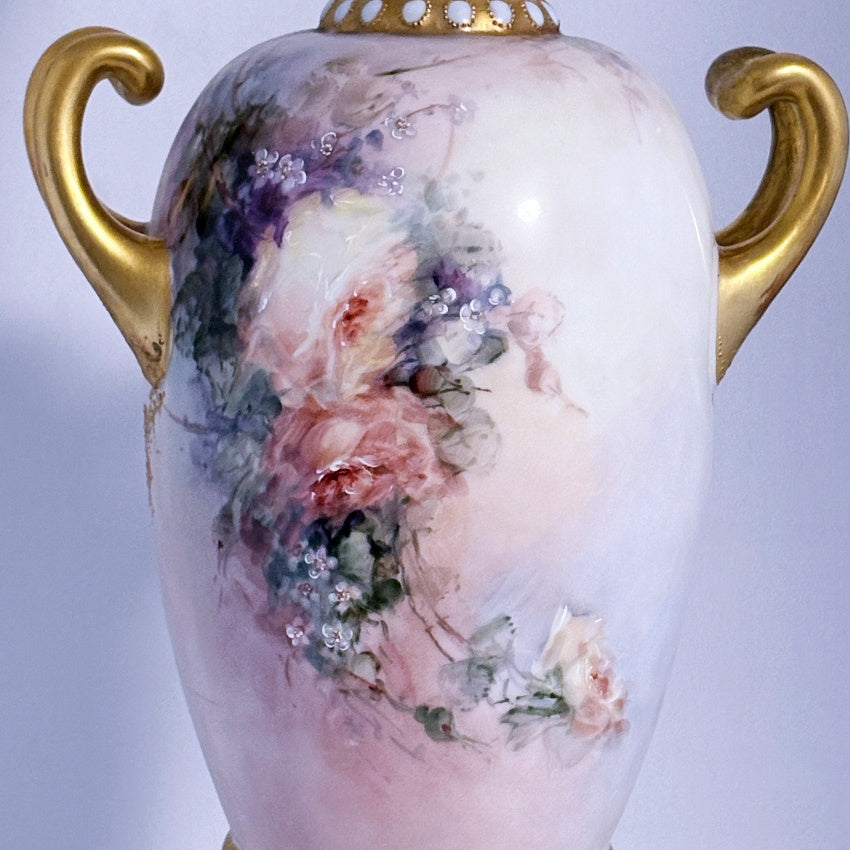 Limoges France Porcelain Vase 1893 Artist Signed Frost