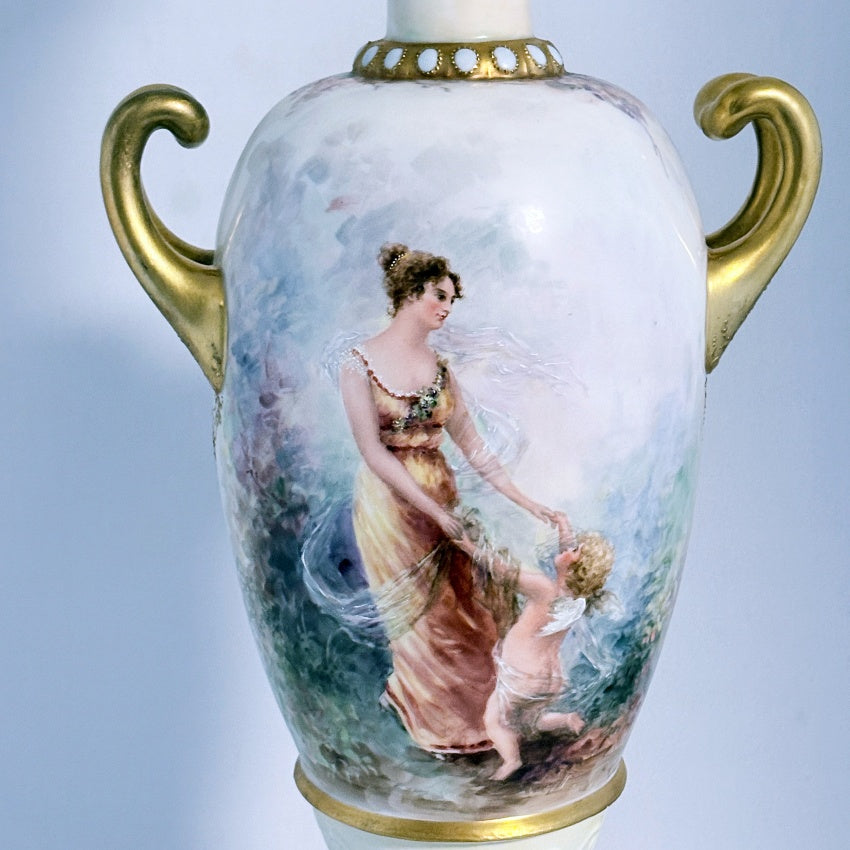 Limoges France Porcelain Vase 1893 Artist Signed Frost