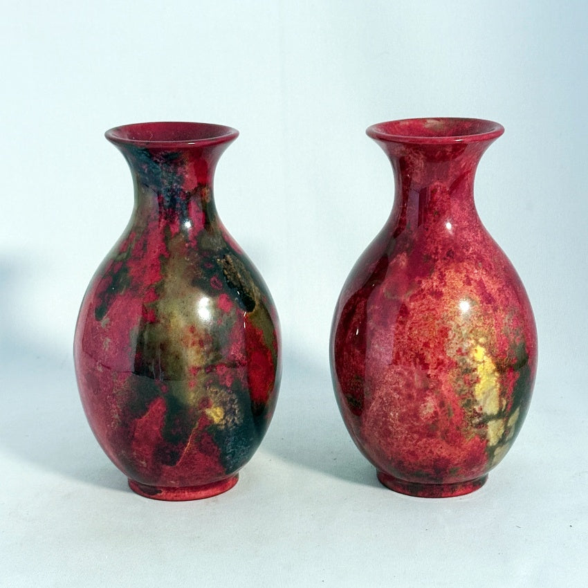 Royal Doulton Flambé Vases Pair 1947