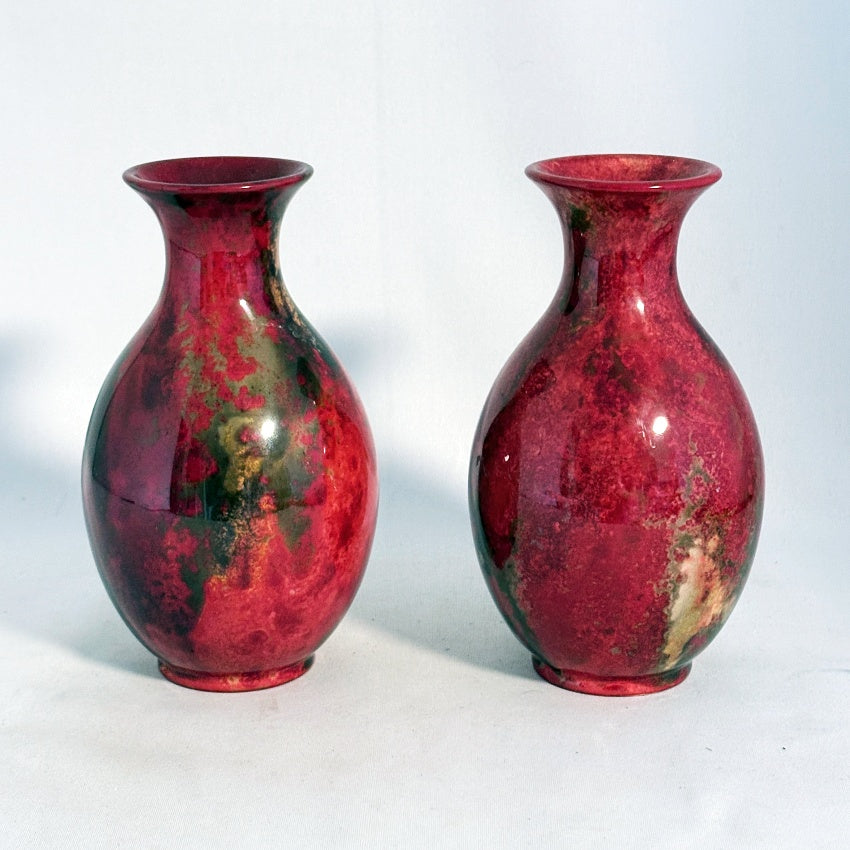 Royal Doulton Flambé Vases Pair 1947