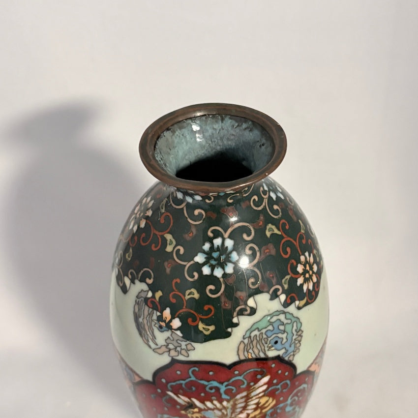 Japanese Cloisonné Vase, Meiji c.1880, Phoenix Medallion
