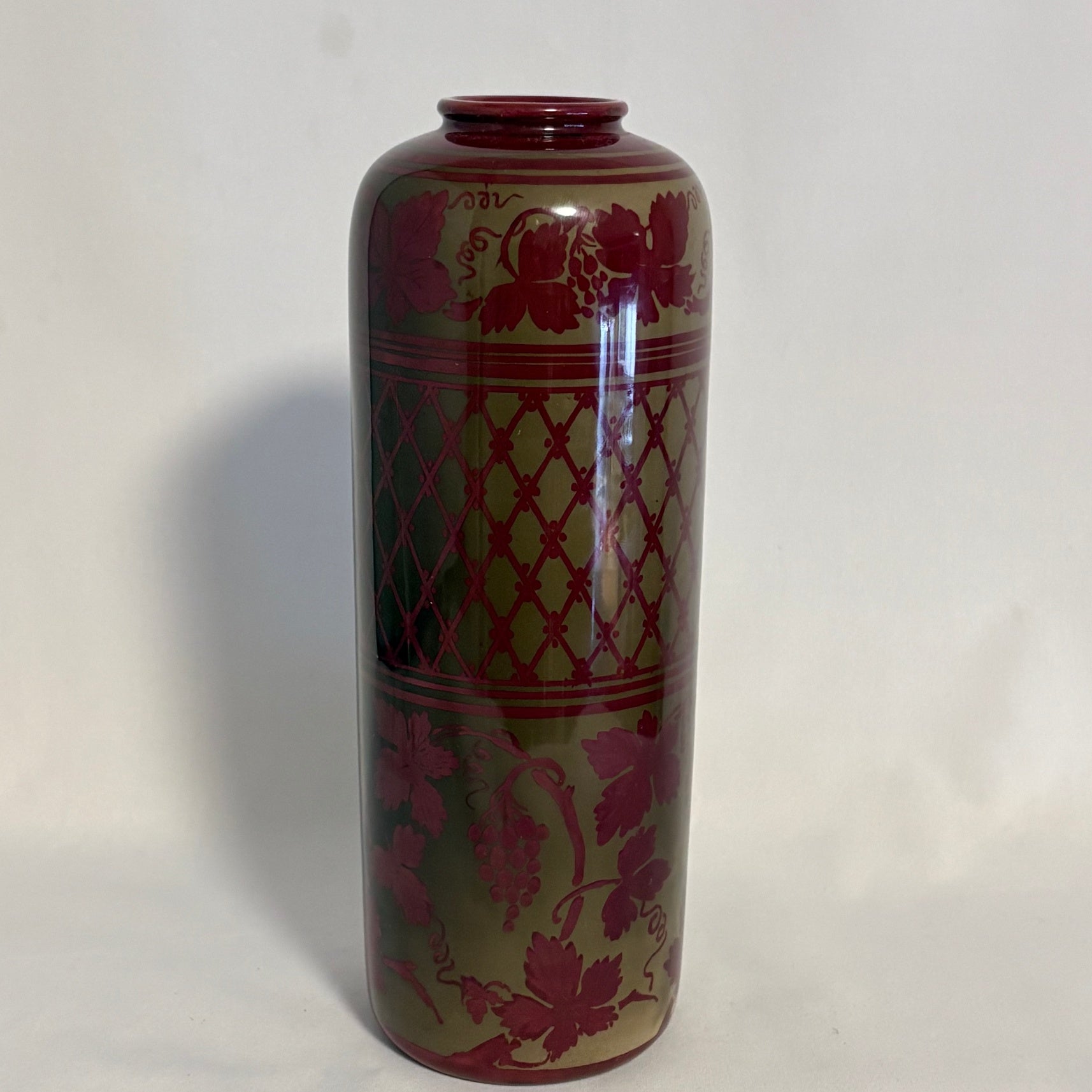 Bernard Moore Flambe Lattice & Grape Vine Vase - William Cross