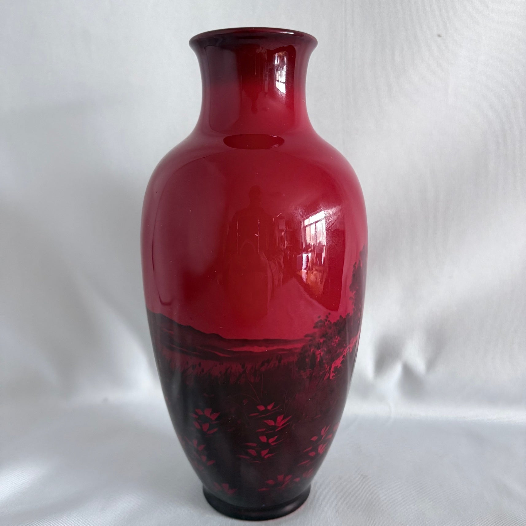 Royal Doulton Flambe Cottage Scene Noke Vase