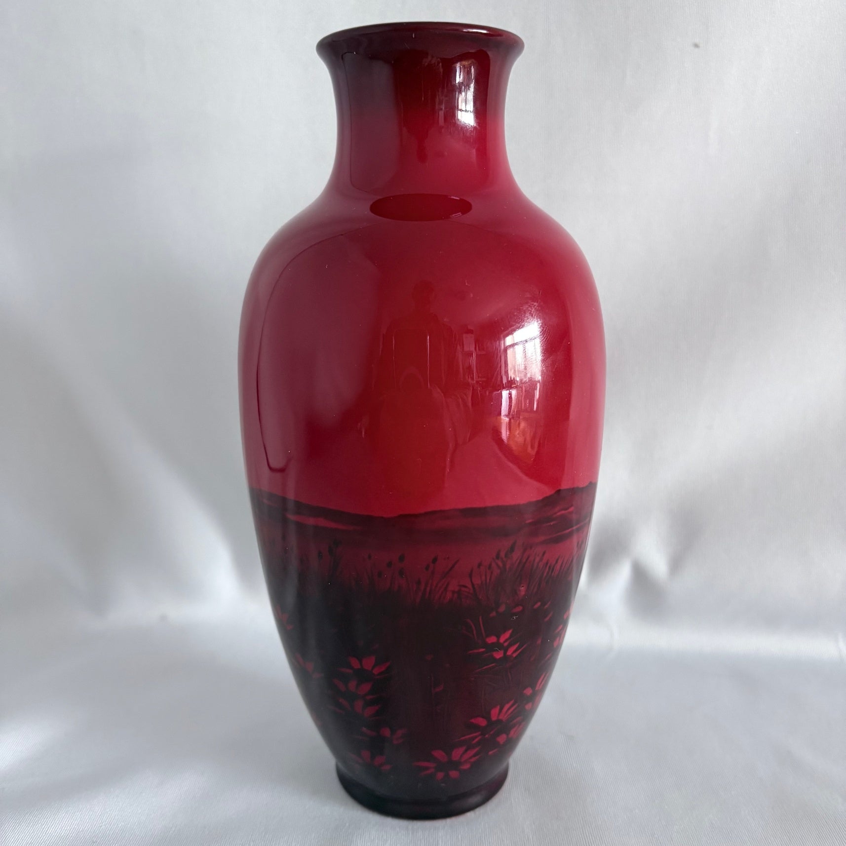 Royal Doulton Flambe Cottage Scene Noke Vase