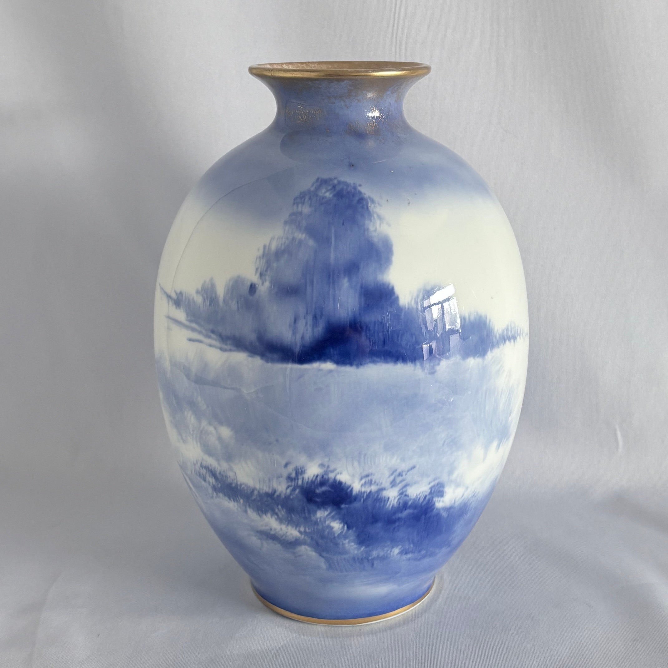 Royal Doulton Burslem Hand-Painted Vase — Winter Figure Scene, c.1930