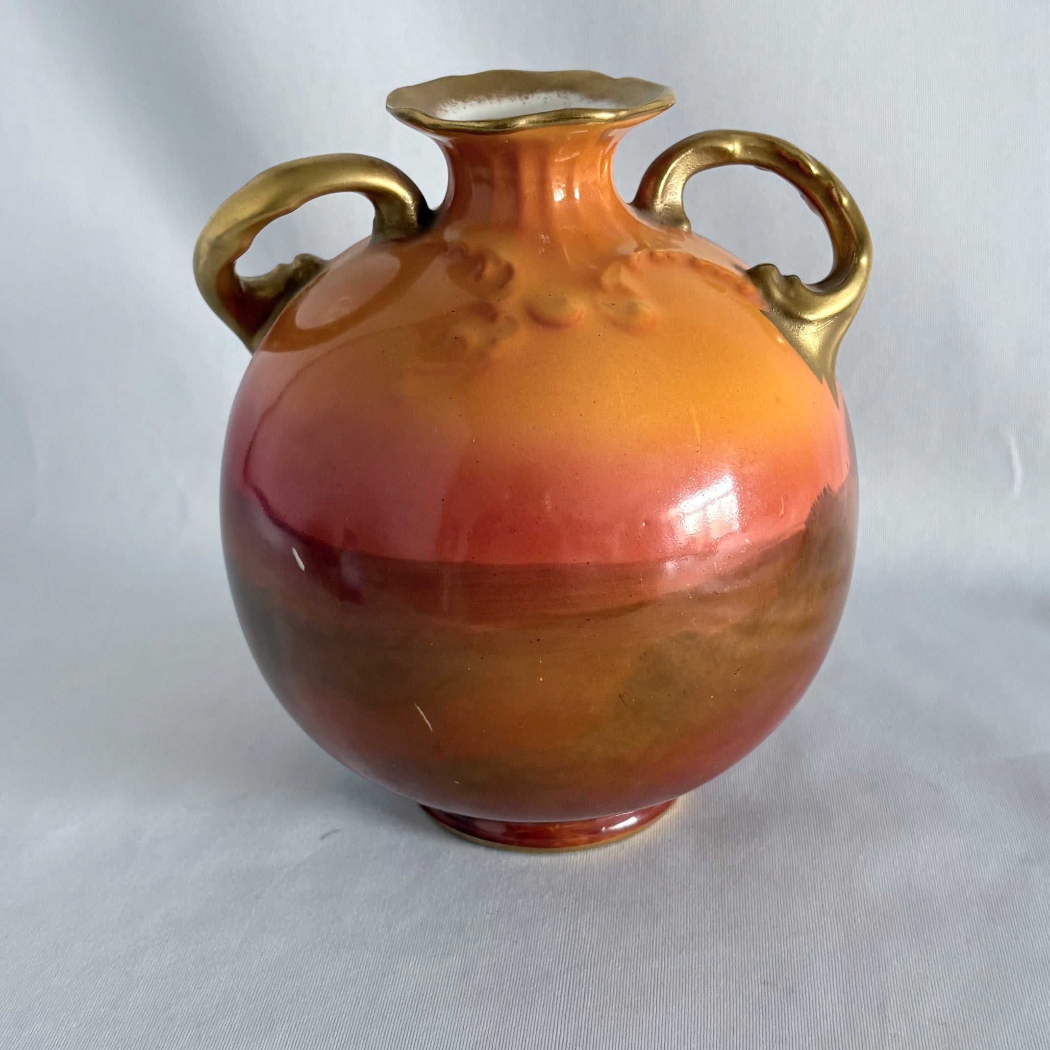 Royal Doulton Holbein Ware Vase, Goats in Sunset Landscape, England c.1902–1930