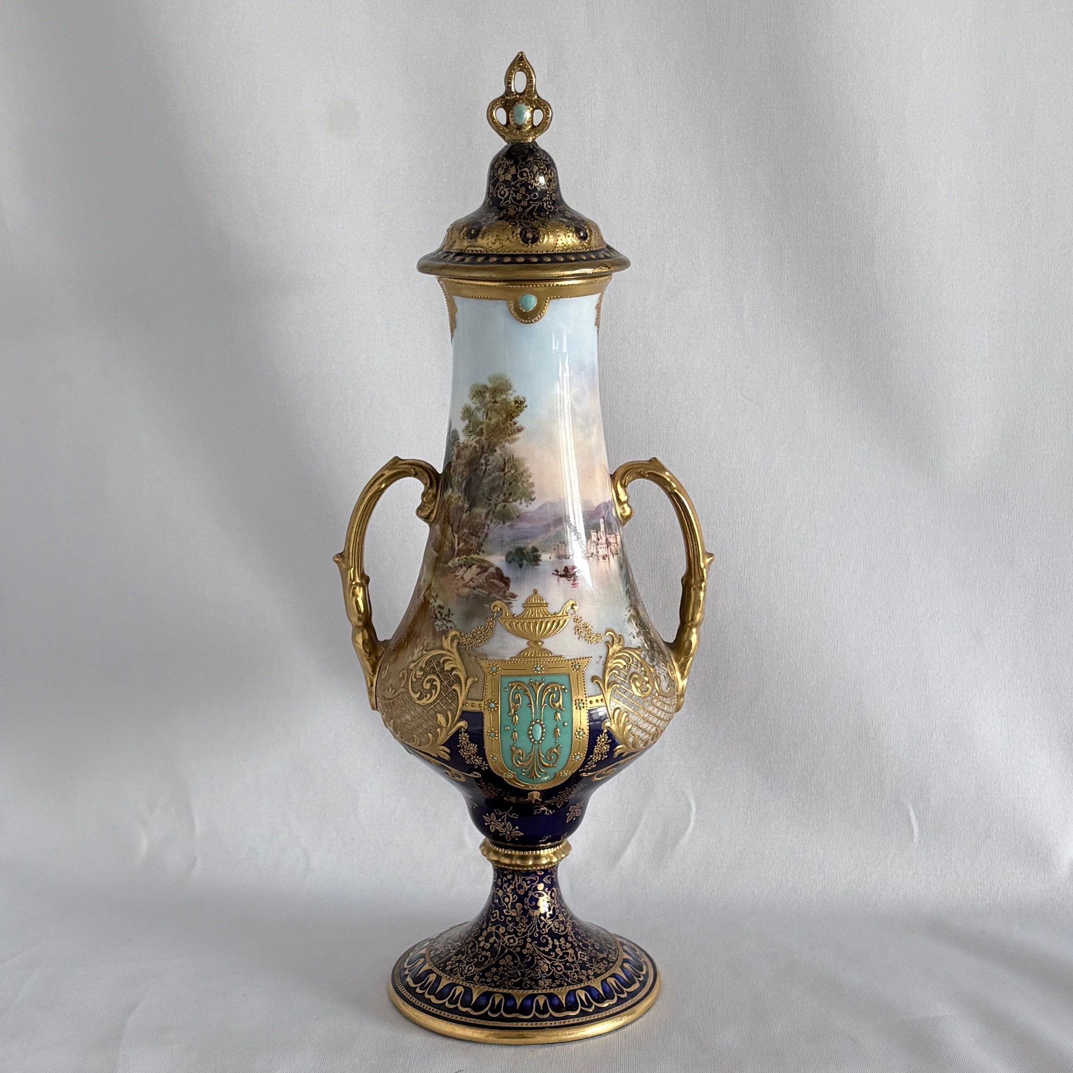 Royal Doulton Covered Urn Sesto Calende Lago Maggiore Named View c.1902 - William Cross