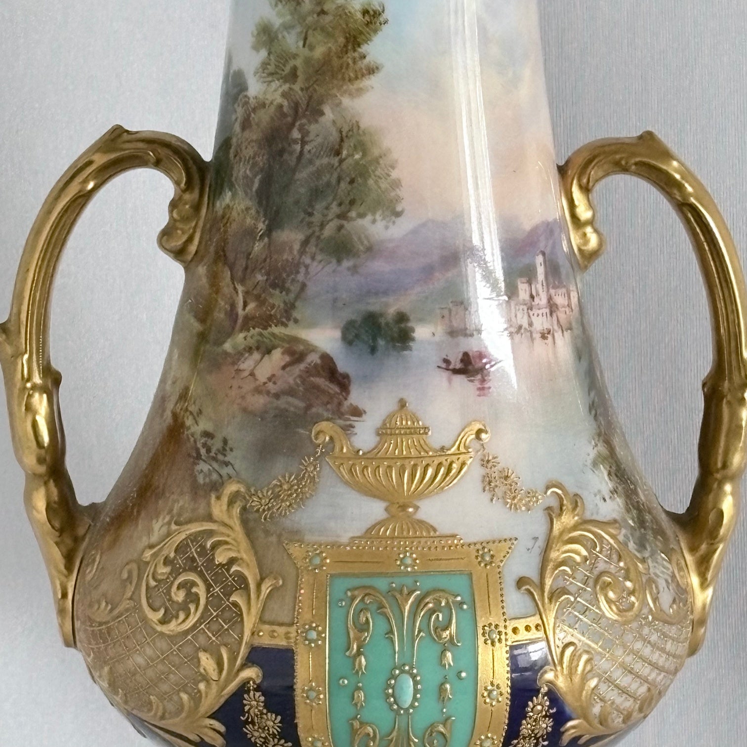 Royal Doulton Covered Urn Sesto Calende Lago Maggiore Named View c.1902