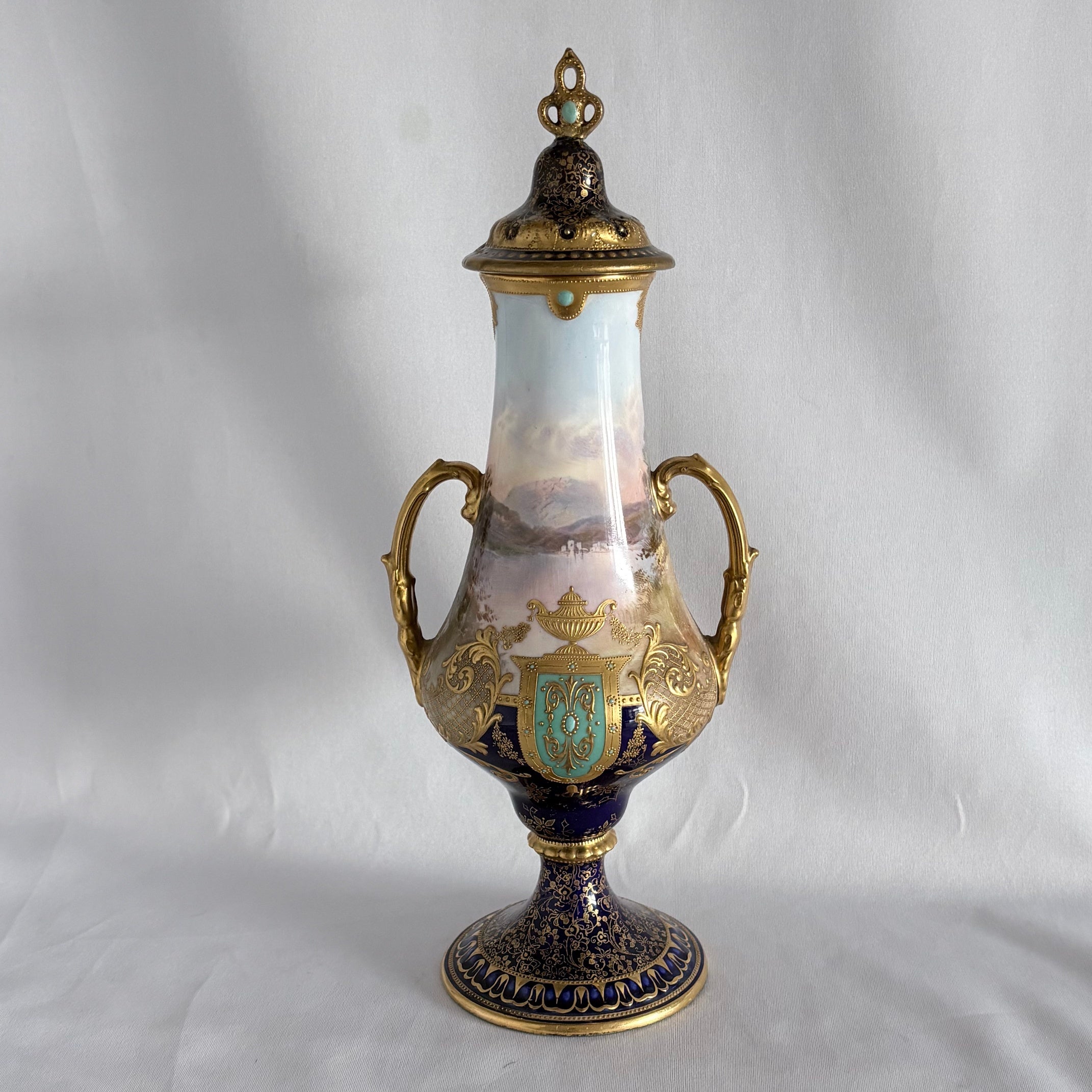 Royal Doulton Covered Urn Sesto Calende Lago Maggiore Named View c.1902 - William Cross