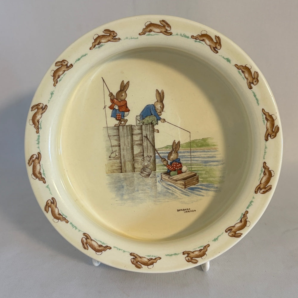 Fishing off the Pier Large Baby Plate Royal Doulton Bunnykins