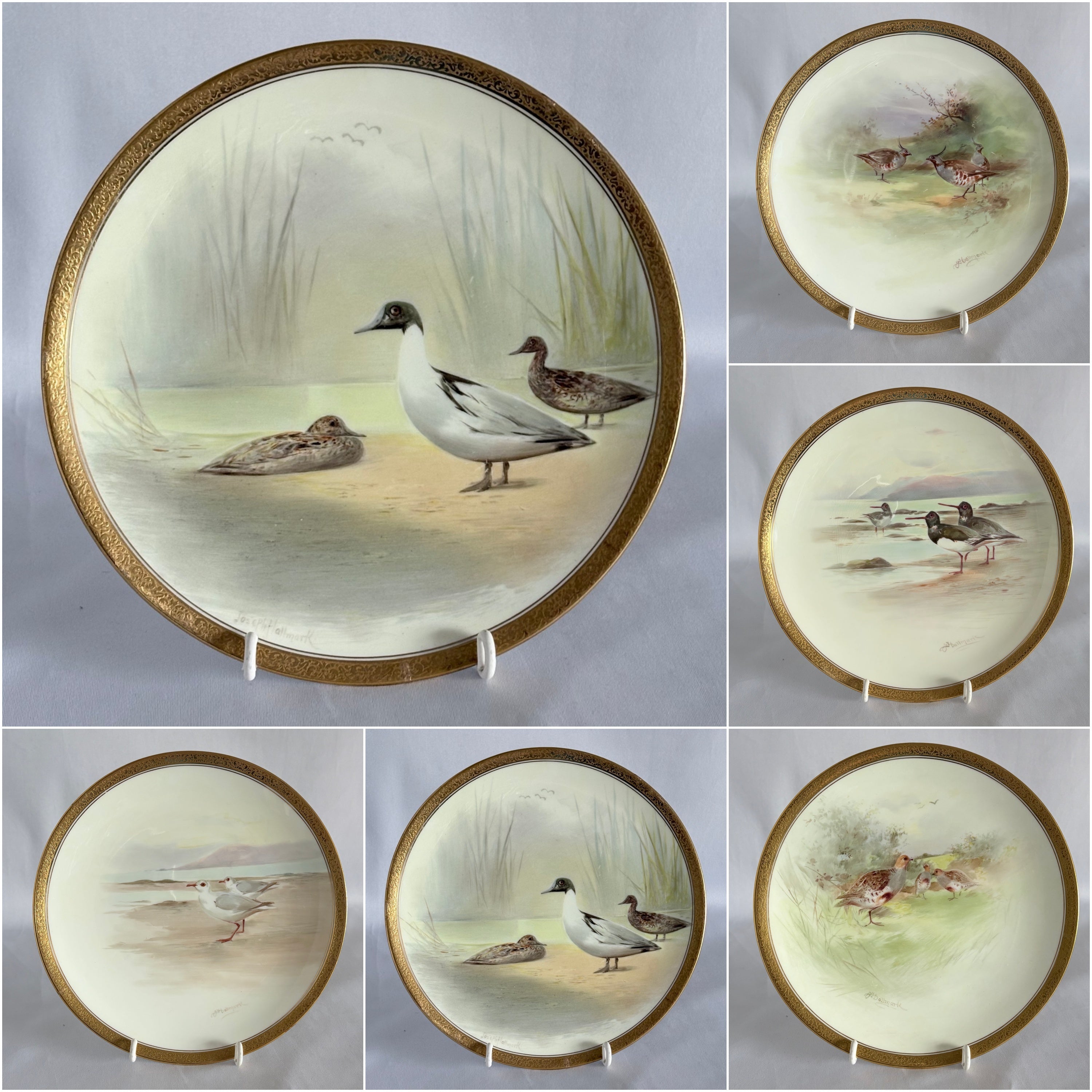 Set of Six Royal Doulton Joseph Hancock Bird Plates - William Cross