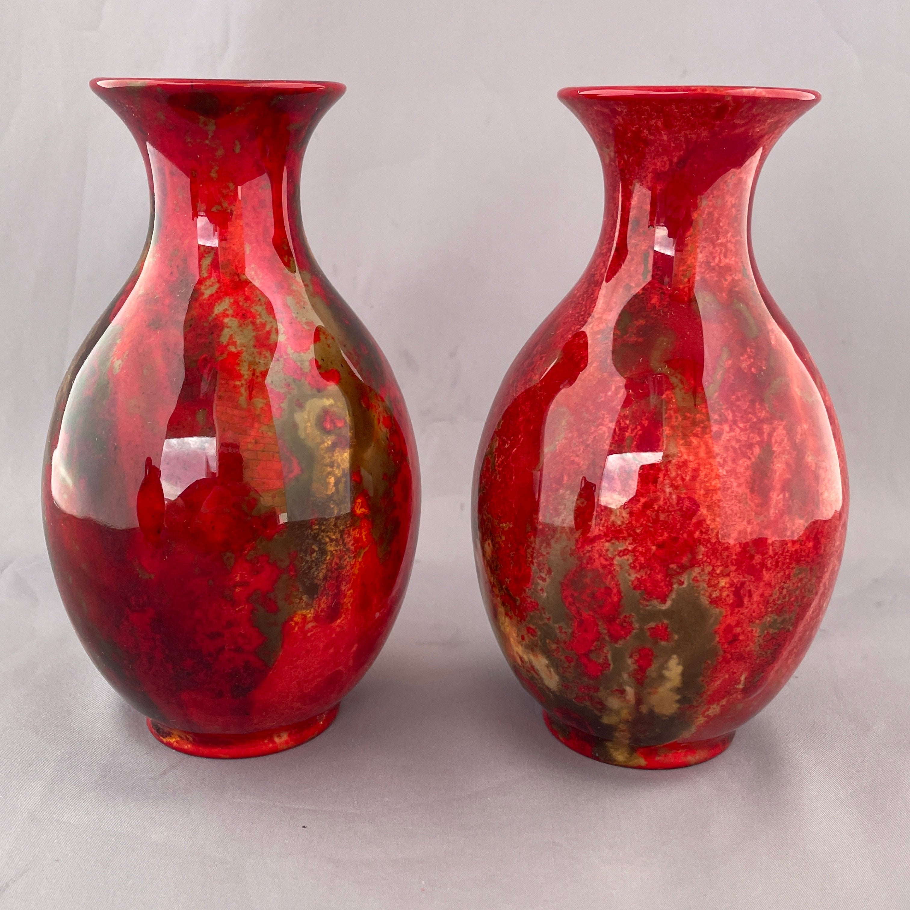 A Pair of Royal Doulton Flambe Vases