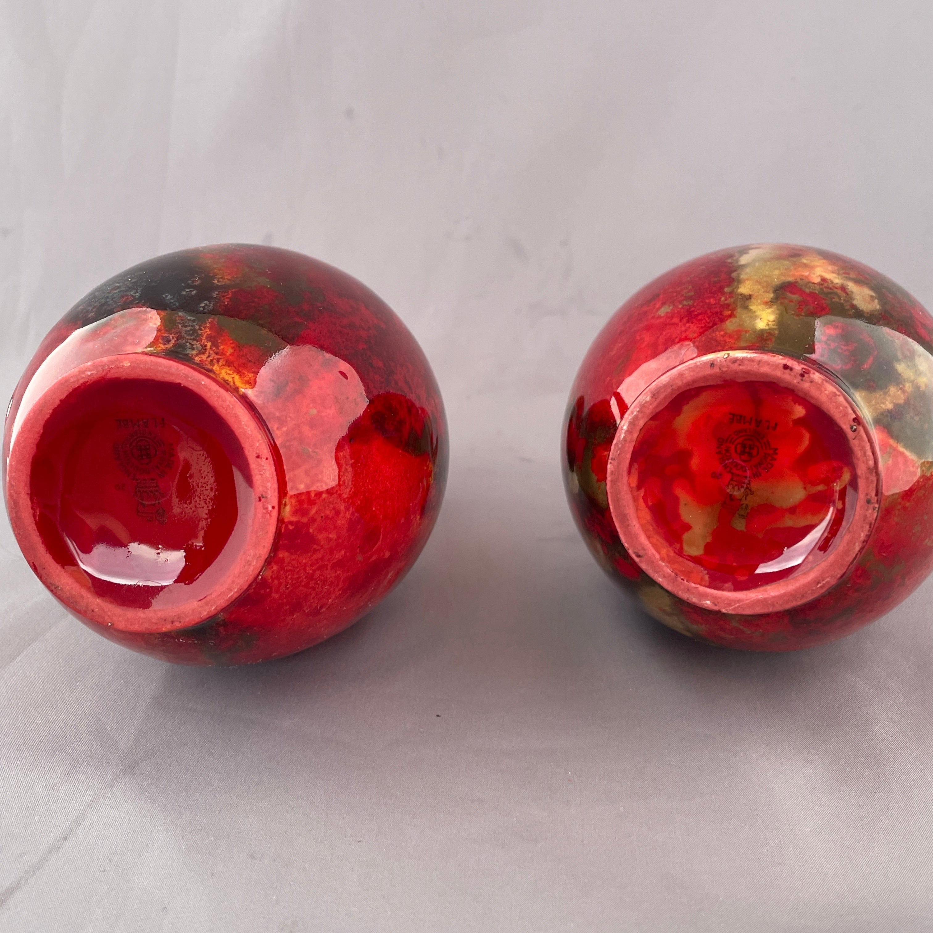 A Pair of Royal Doulton Flambe Vases