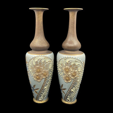 Pair of Early Doulton Lambeth Silicon Ware Vases - William Cross