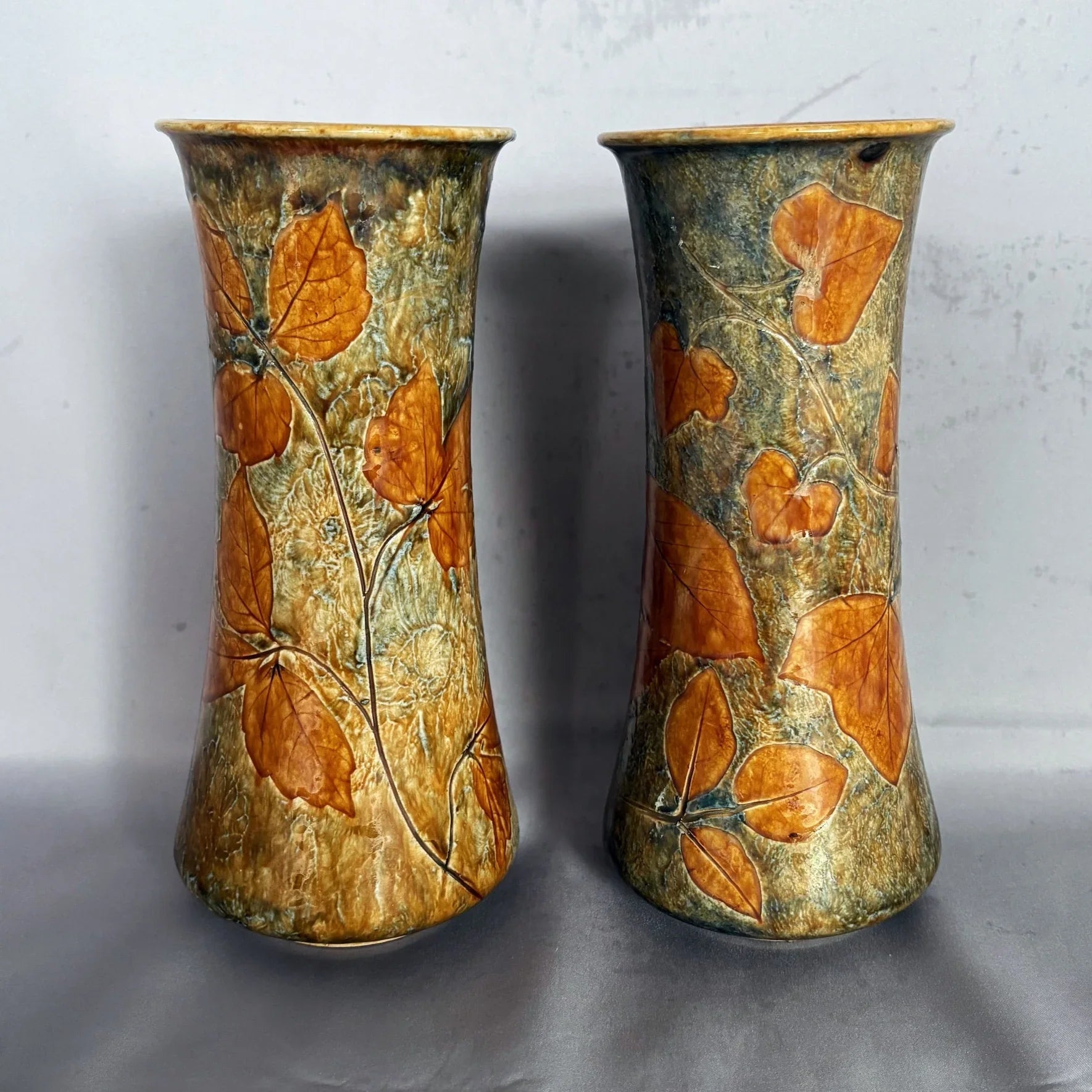 Pair of Royal Doulton Natural Foliage Vases - William Cross