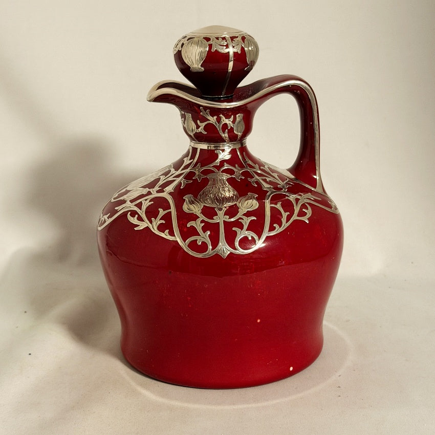 Royal Doulton Flambé Silver Overlay Whisky Jug