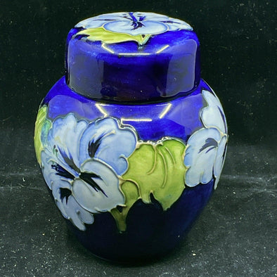 Walter Moorcroft Blue Hibiscus Ginger Jar- William Cross