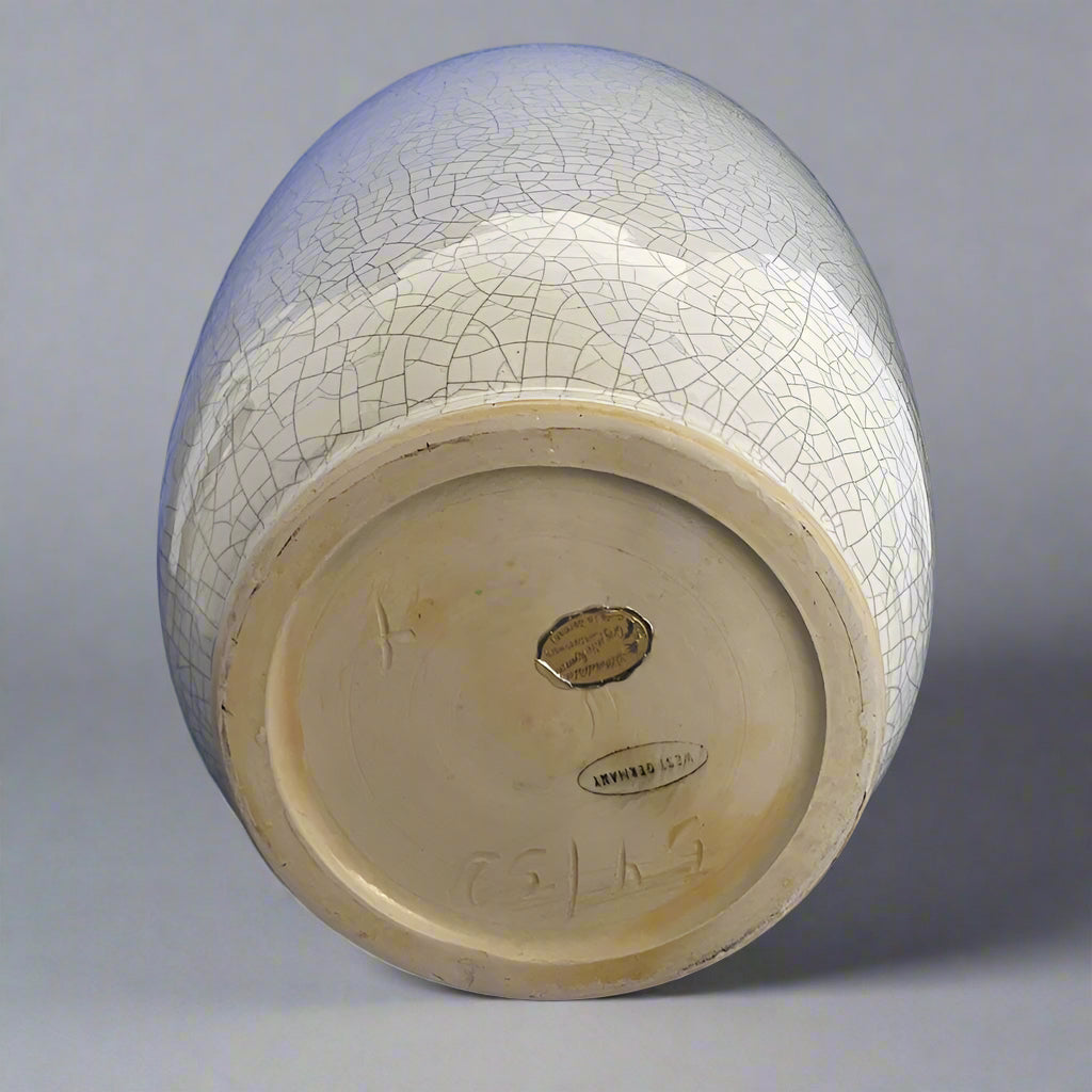 West German Art Pottery Crackle Fiance Vase Bottom / William Cross