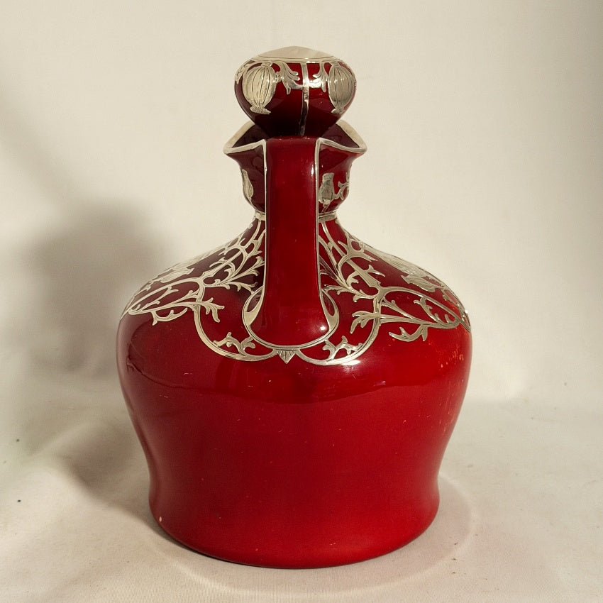 Royal Doulton Flambé Silver Overlay Whisky Jug