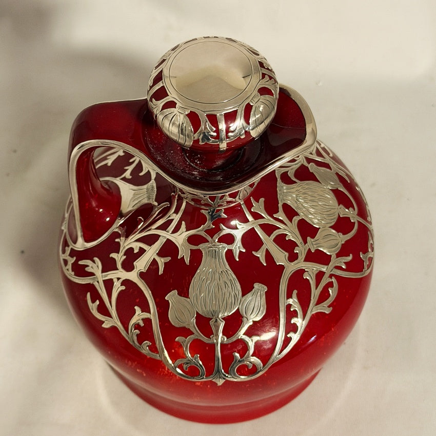 Royal Doulton Flambé Silver Overlay Whisky Jug