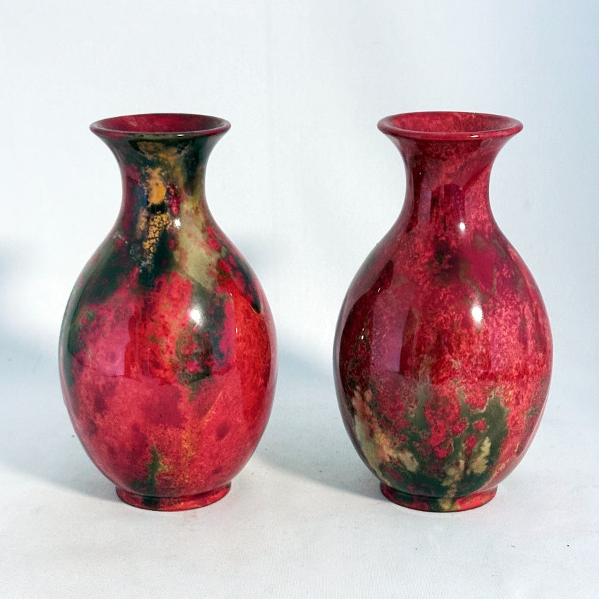 Royal Doulton Flambé Vases Pair 1947
