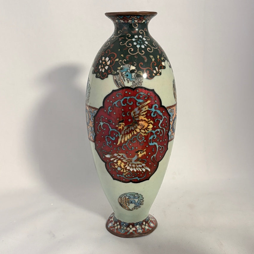 Japanese Cloisonné Vase, Meiji c.1880, Phoenix Medallion