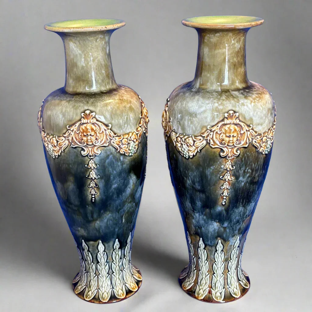 Pair of Royal Doulton Lambeth Neo Clossical Style Vase