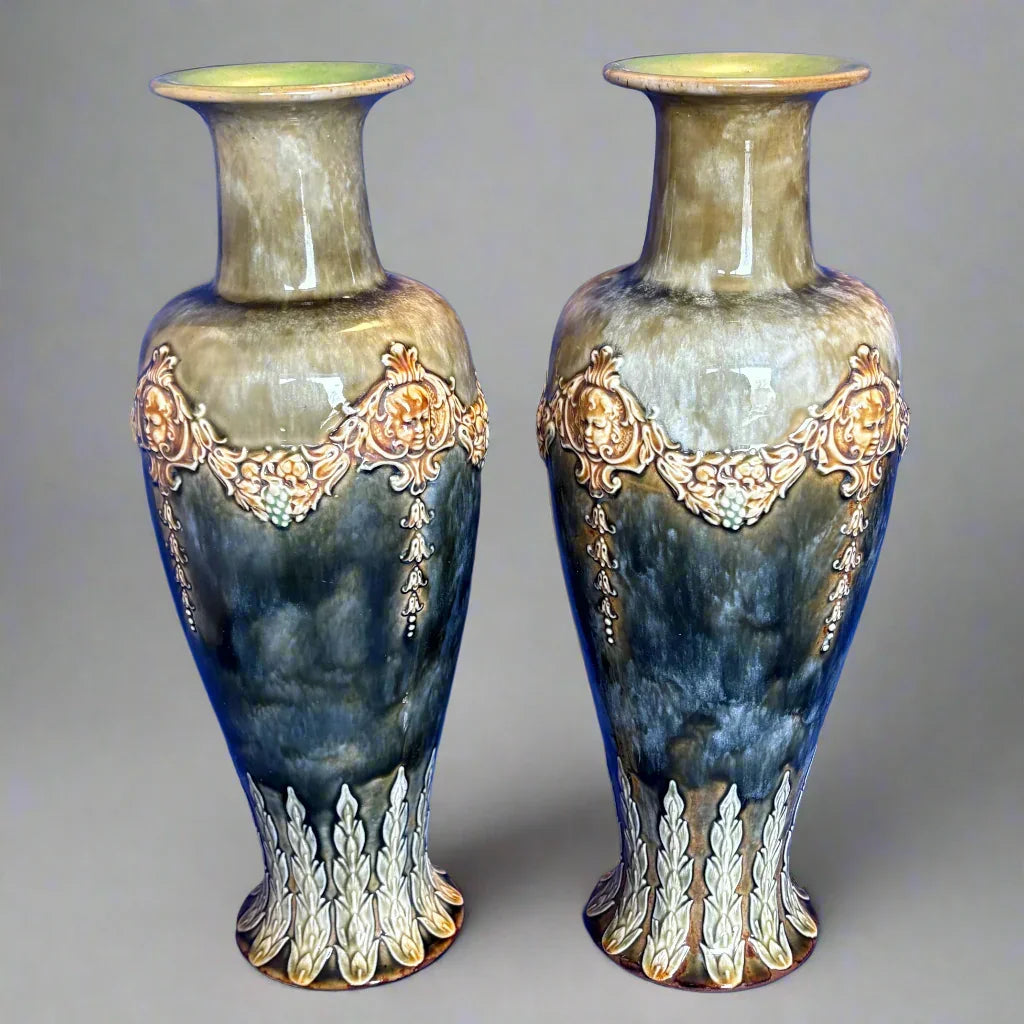 Pair of Royal Doulton Lambeth Neo Clossical Style Vase