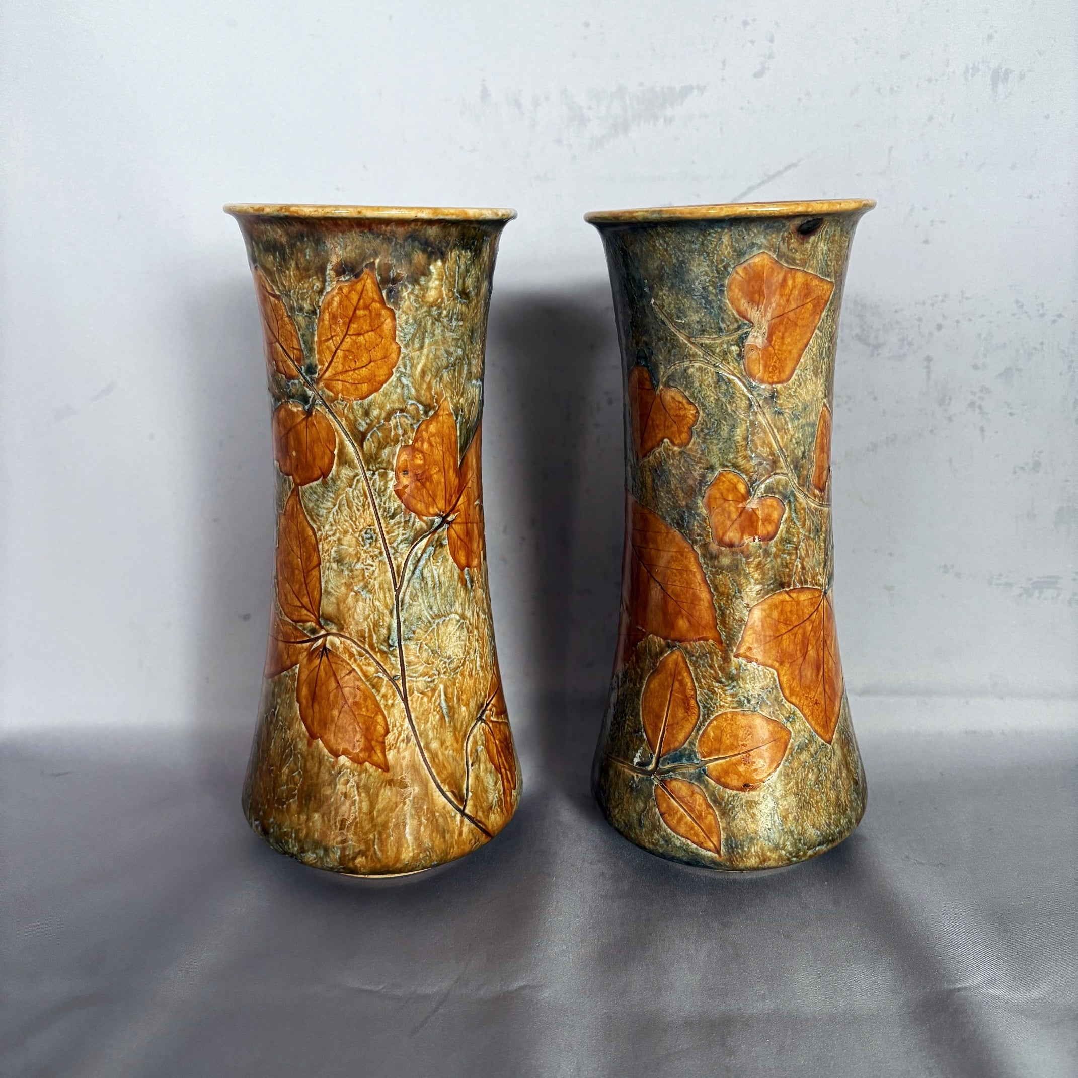 A Pair of Royal Doulton Natural Foliage Vases