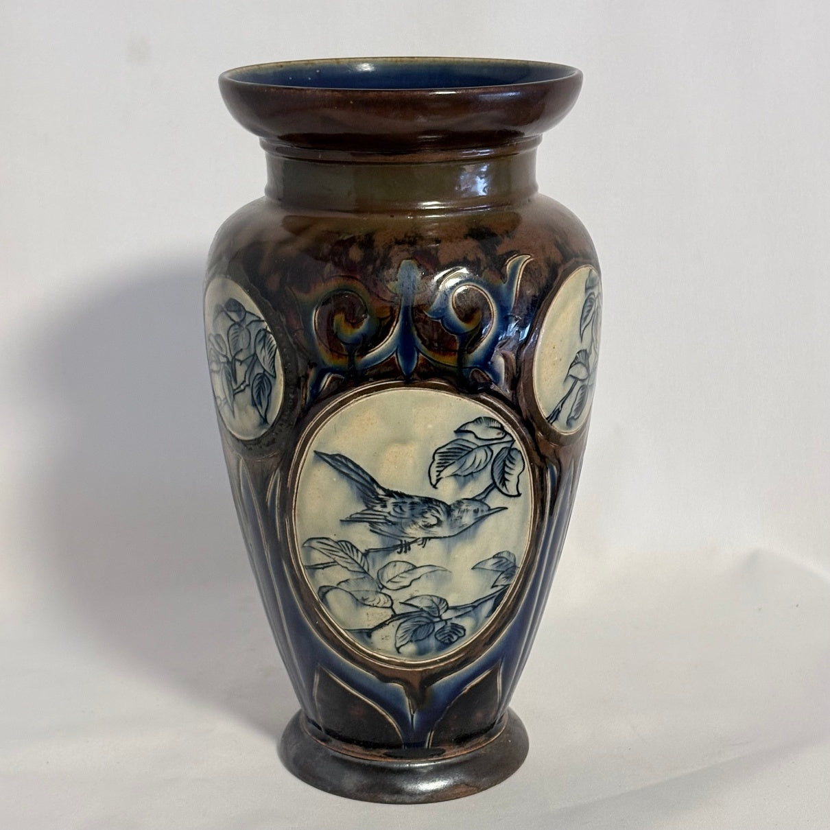 Royal Doulton Lambeth Florence Barlow Bird Vase - William Cross