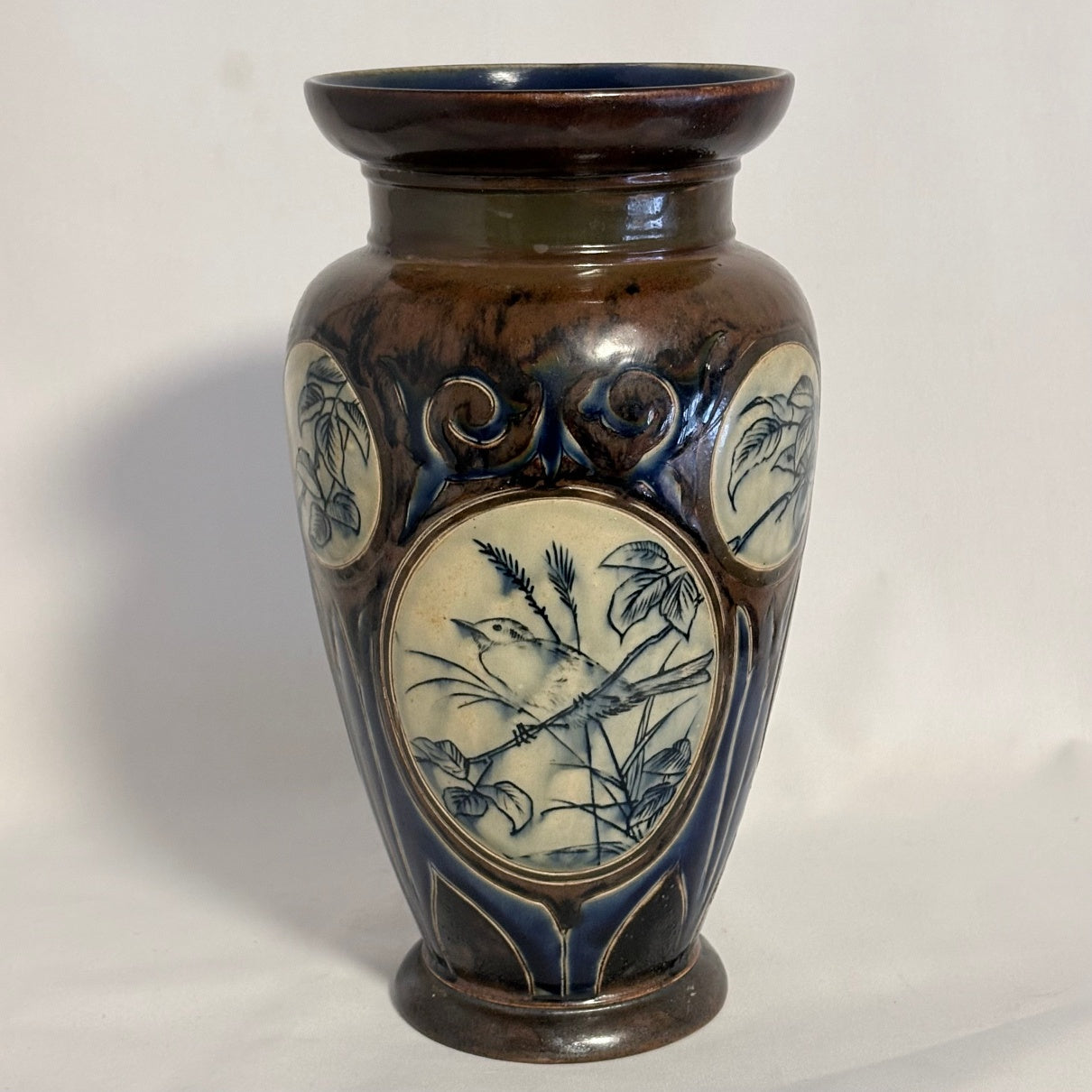 Royal Doulton Lambeth Florence Barlow Bird Vase - William Cross