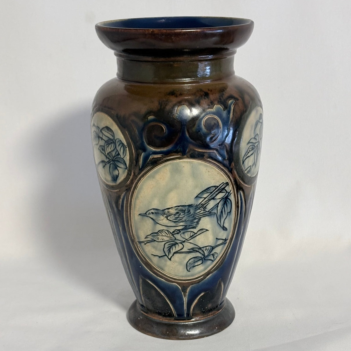 Royal Doulton Lambeth Florence Barlow Bird Vase - William Cross