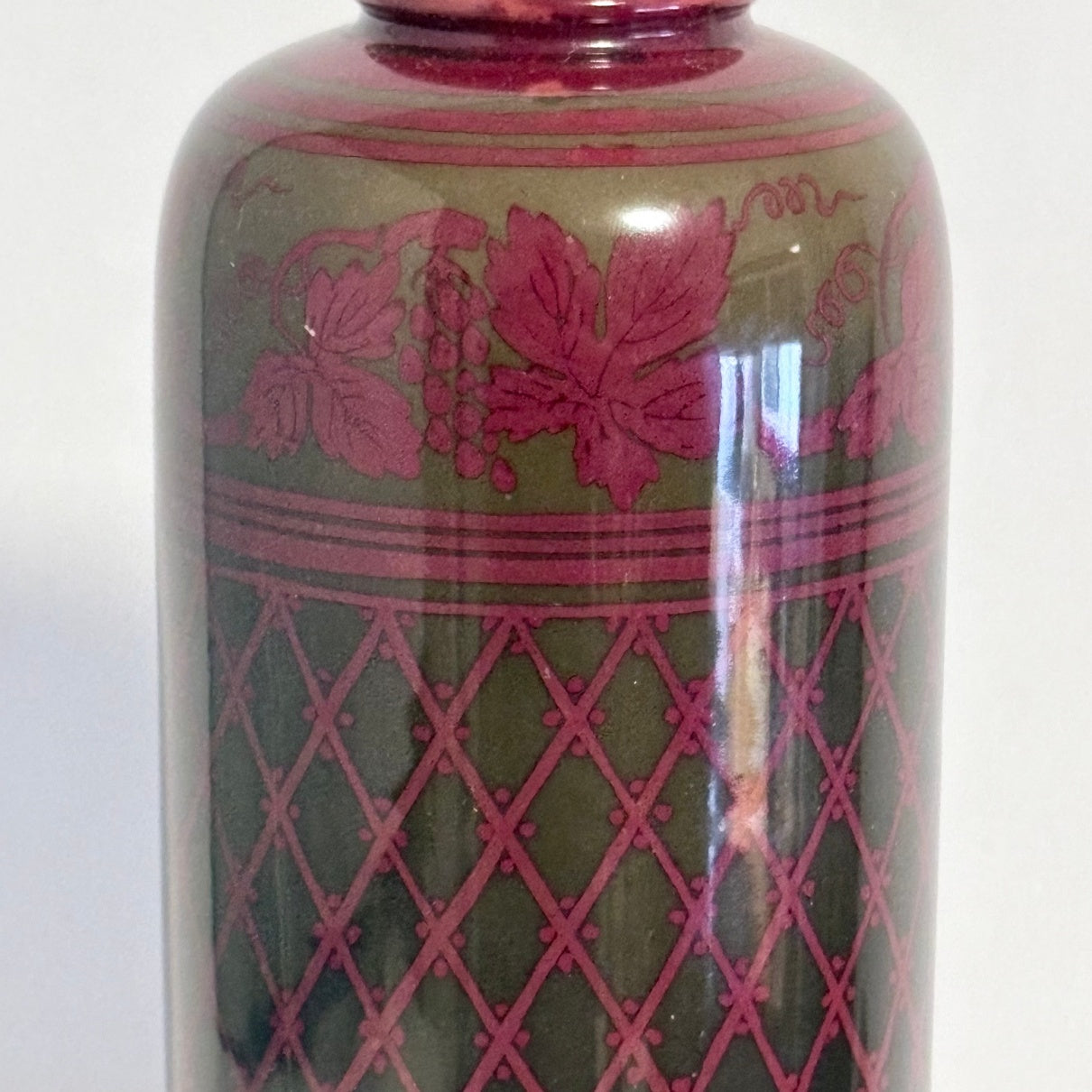 Bernard Moore Flambe Lattice & Grape Vine Vase - William Cross 