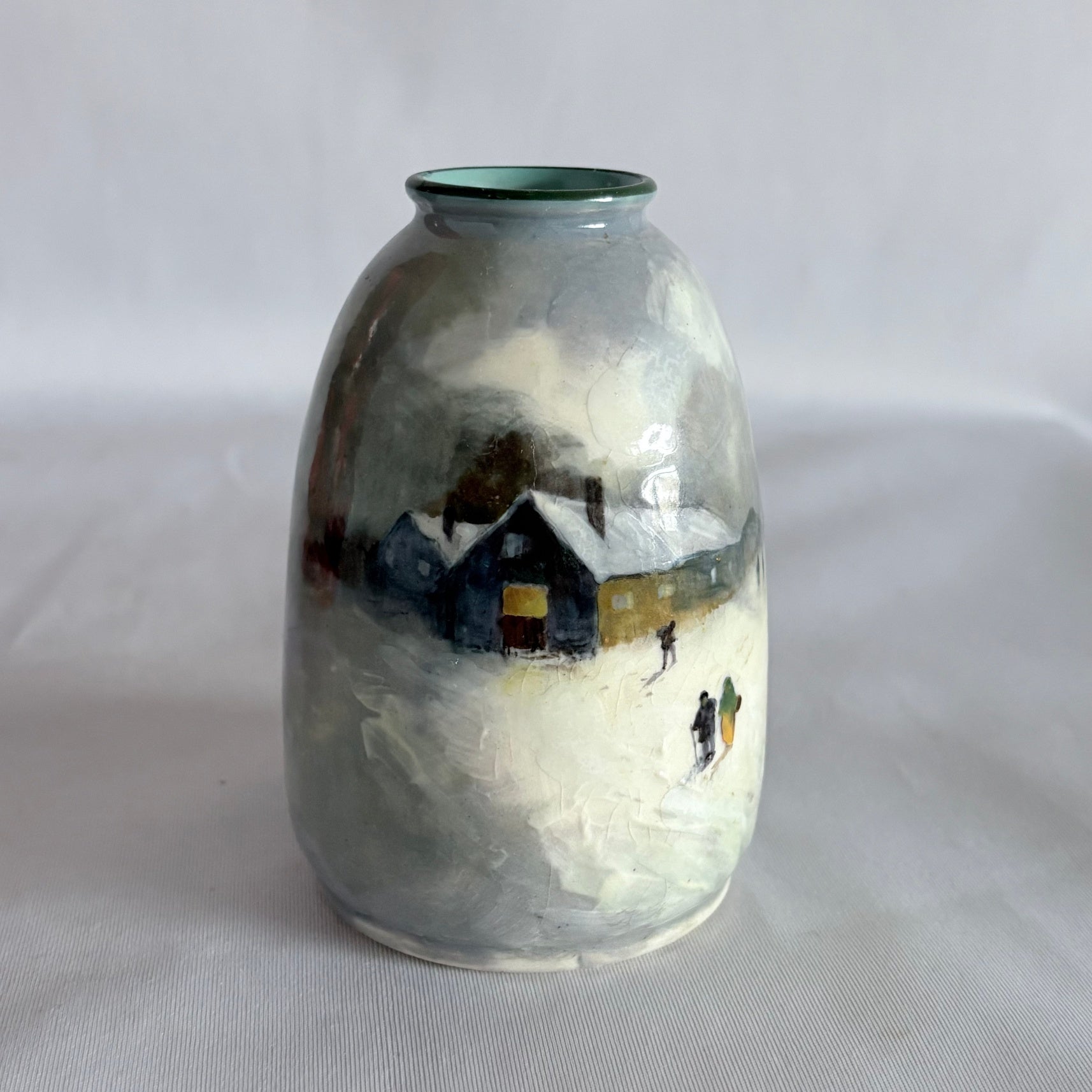 Royal Doulton Hand Painted Winter Scene Vase -William Cross