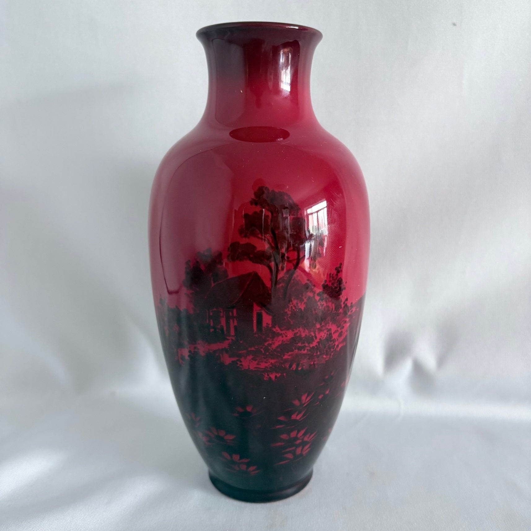Royal Doulton Flambe Cottage Scene Noke Vase - William Cross