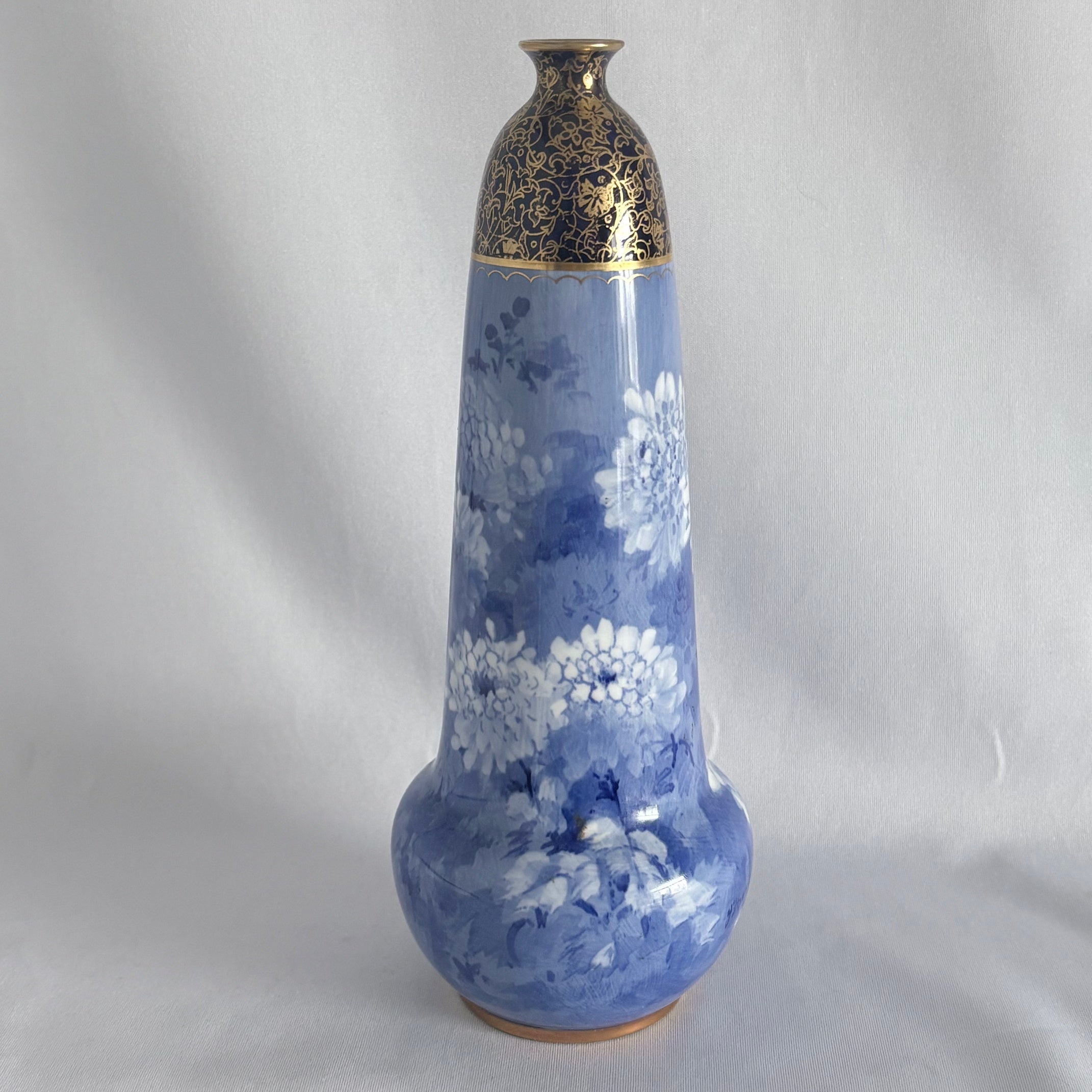 Royal Doulton Burslem Blue Chrysanthemum Vase Signed J. Hancock c.1895–1902 - William Cross
