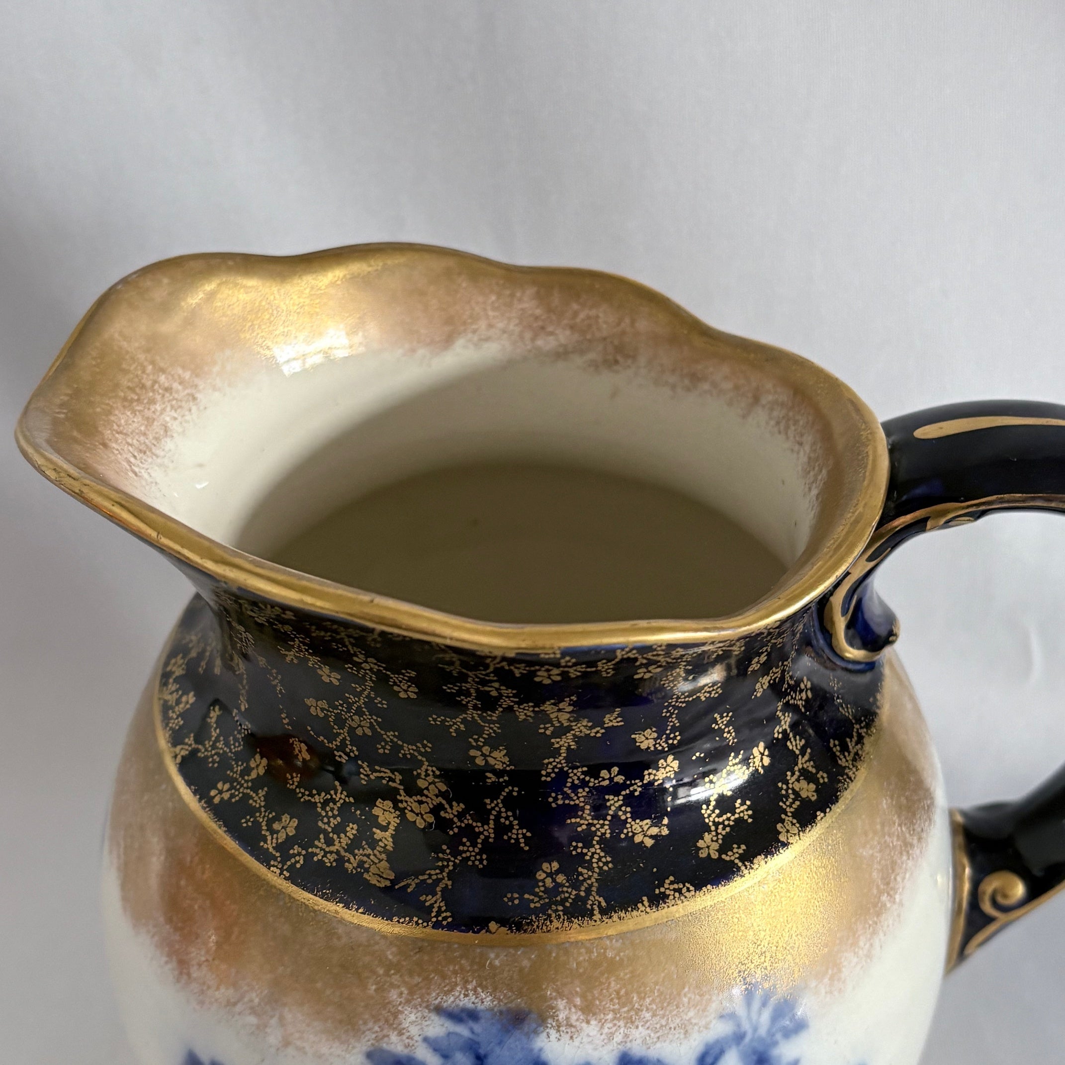 Royal Doulton Gloire de Dijon Jug, Cobalt Blue Rose & Gilt, Pattern