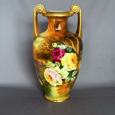 Large Floral Nippon Vase - William Cross
