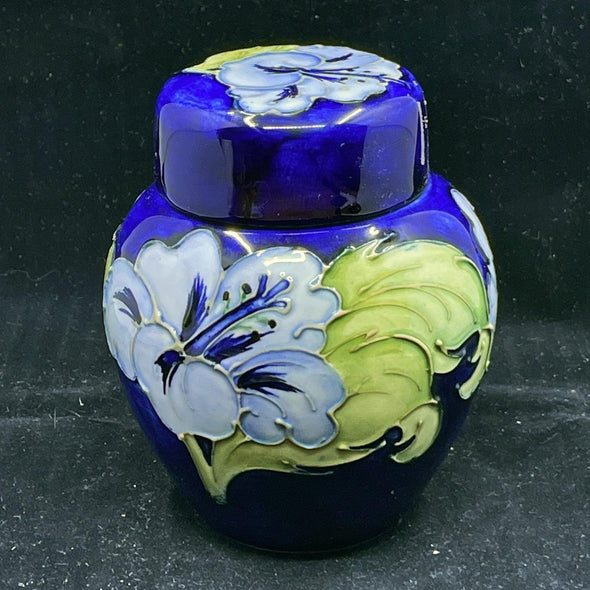 Walter Moorcroft Blue Hibiscus Ginger Jar- William Cross