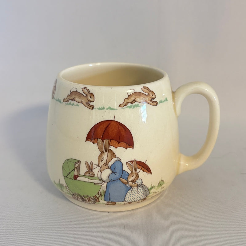 Family with Pram/ Gentleman Raisng hat Don Mug Royal Doulton Bunnykins