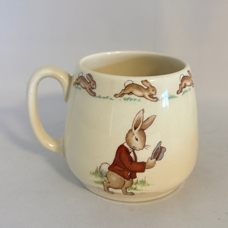 Family with Pram/ Gentleman Raisng hat Don Mug Royal Doulton Bunnykins